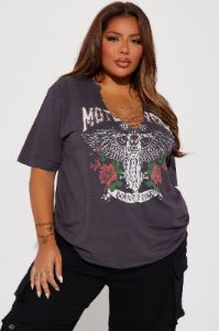 Rebels Are Born Free Graphic Tee - Charcoal sold by Fashion Nova