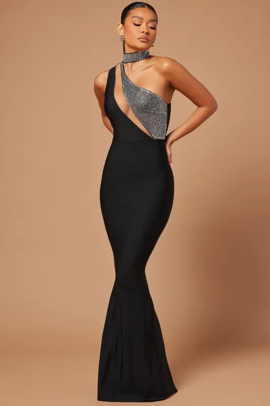 Ella Embellished Bandage Gown - Black sold by Fashion Nova