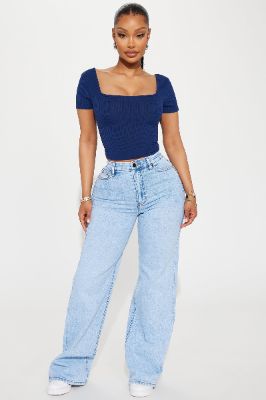 Make My Day Stretch Wide Leg Jeans - Light Wash sold by Fashion Nova