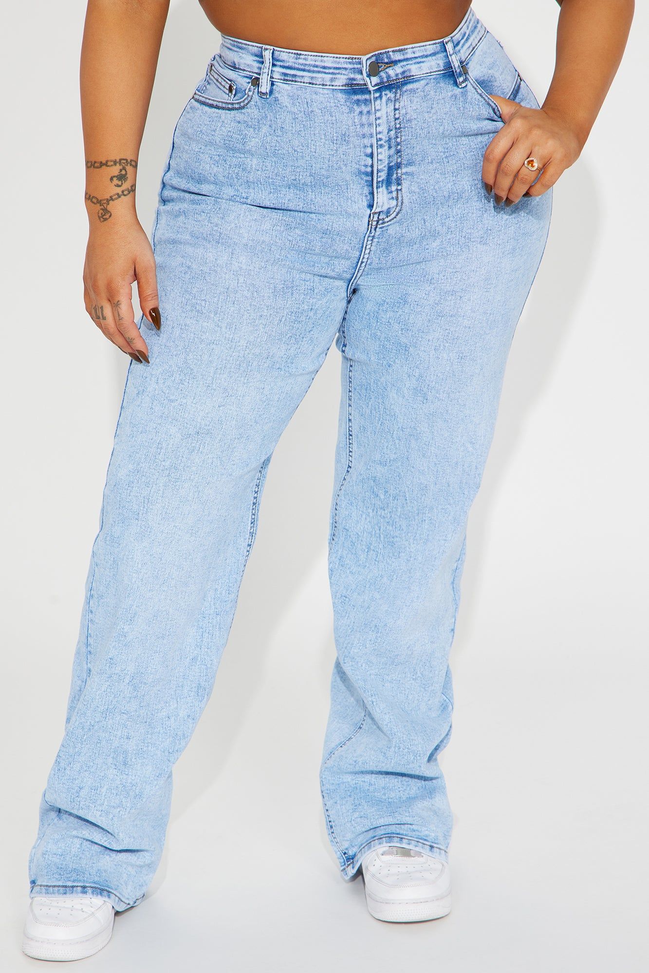 Make My Day Stretch Wide Leg Jeans - Light Wash sold by Fashion Nova product image thumbnail 5