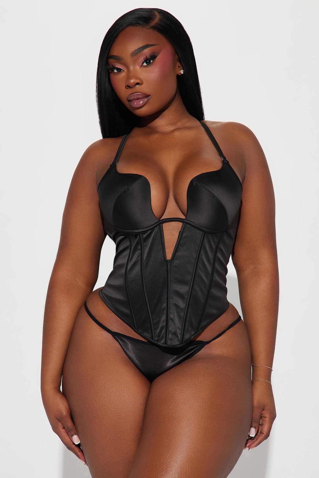 Take The Lead Satin Corset 2 Piece Set - Black sold by Fashion Nova product image thumbnail 5