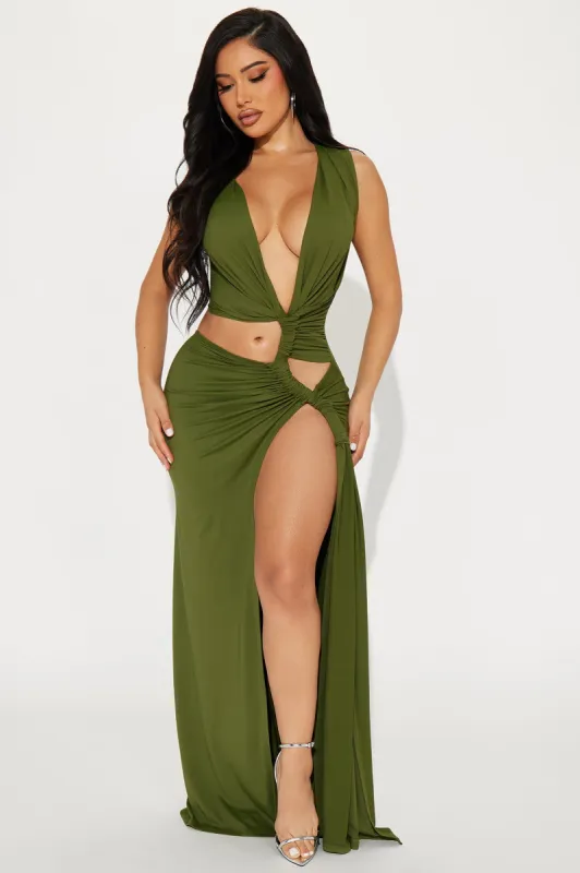 Bahama Beach Maxi Dress - Olive sold by Fashion Nova