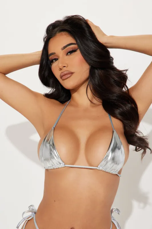 Maui Metallic Micro Triangle Bikini Top - Silver sold by Fashion Nova