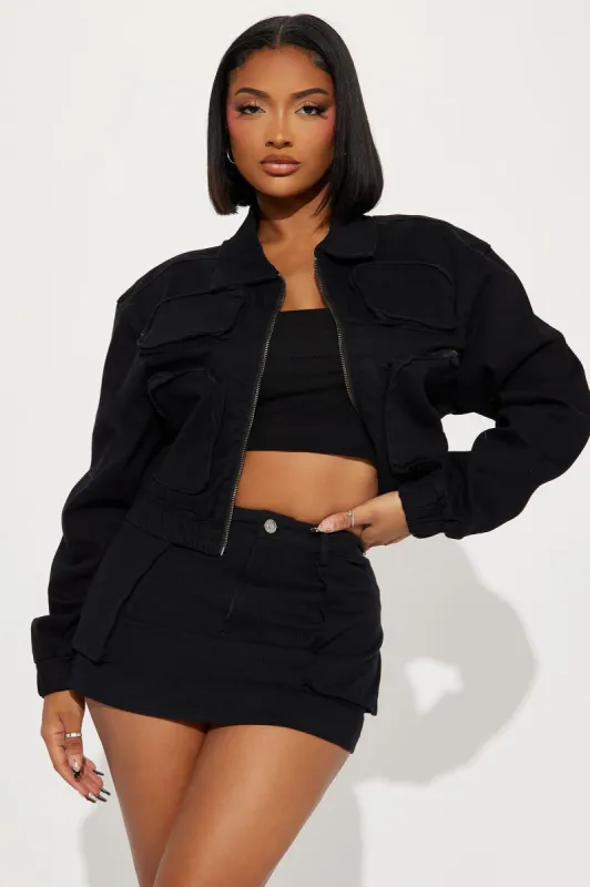 Playoffs Cargo Jacket - Black sold by Fashion Nova