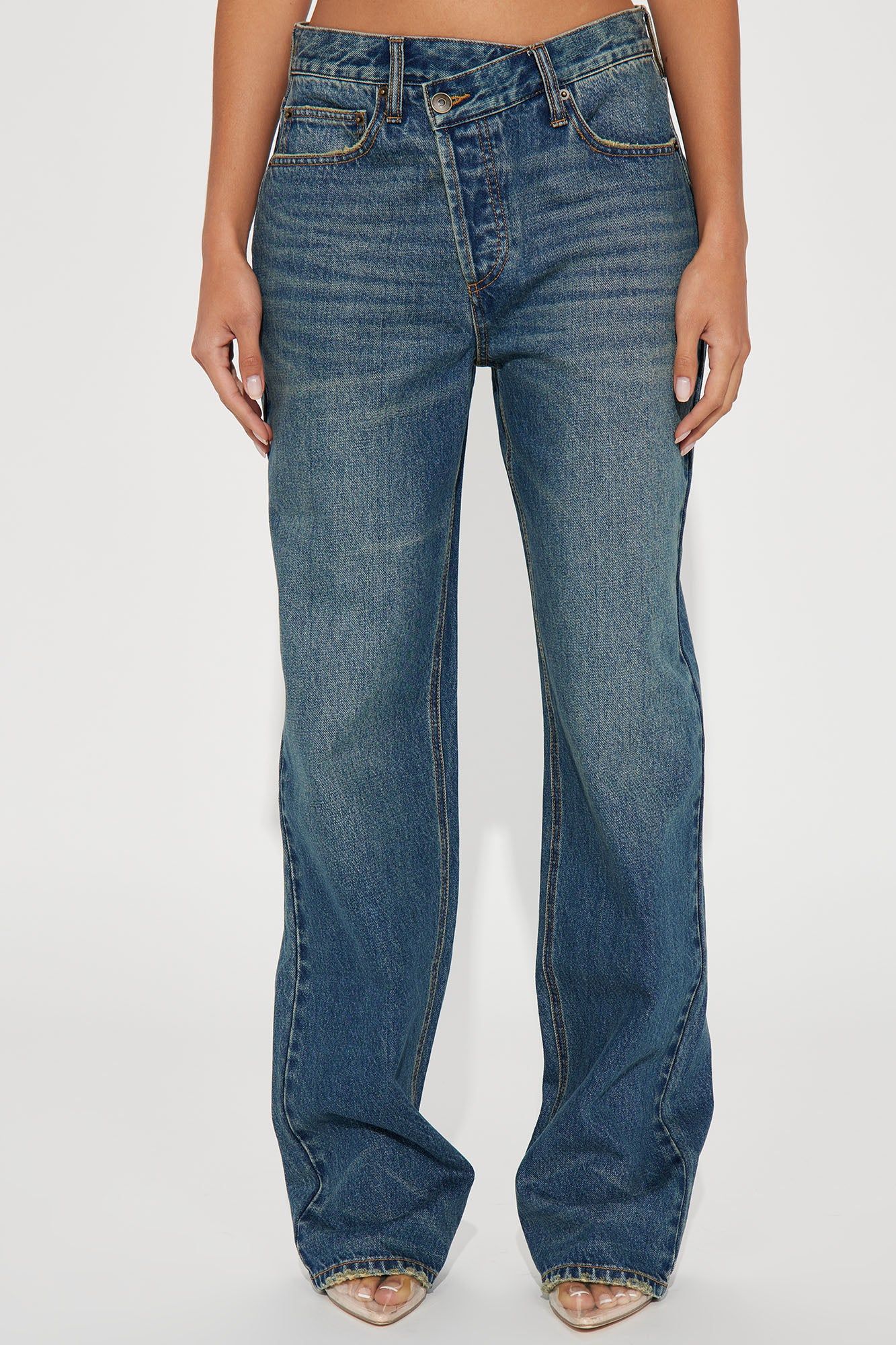 Crossover Straight Leg Tinted Jeans - Dark Wash sold by Fashion Nova product image thumbnail 2