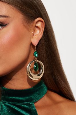Beauty In You Earrings - Gold/Green sold by Fashion Nova