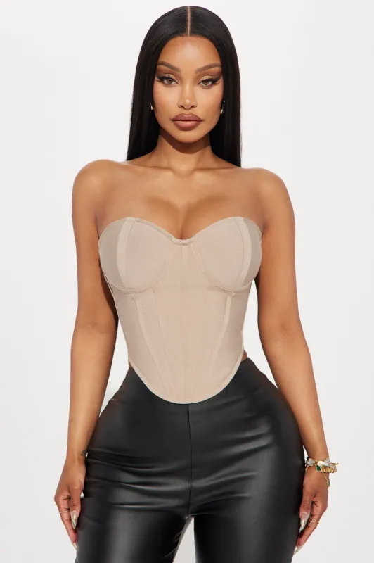 Amara Bandage Corset Top - Taupe sold by Fashion Nova