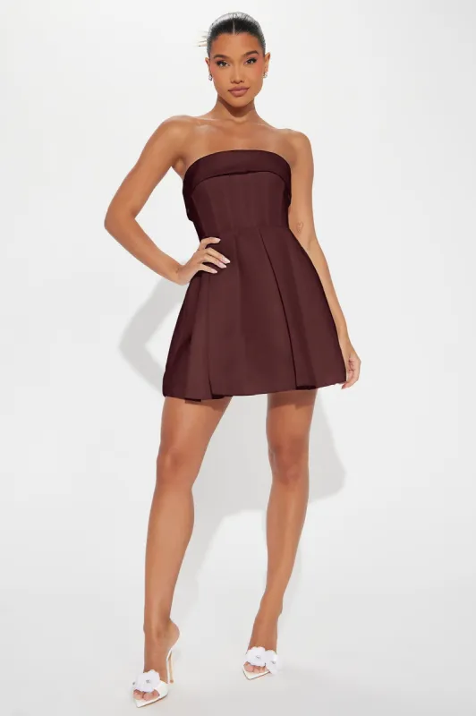 Definitely Darling Mini Dress - Chocolate sold by Fashion Nova