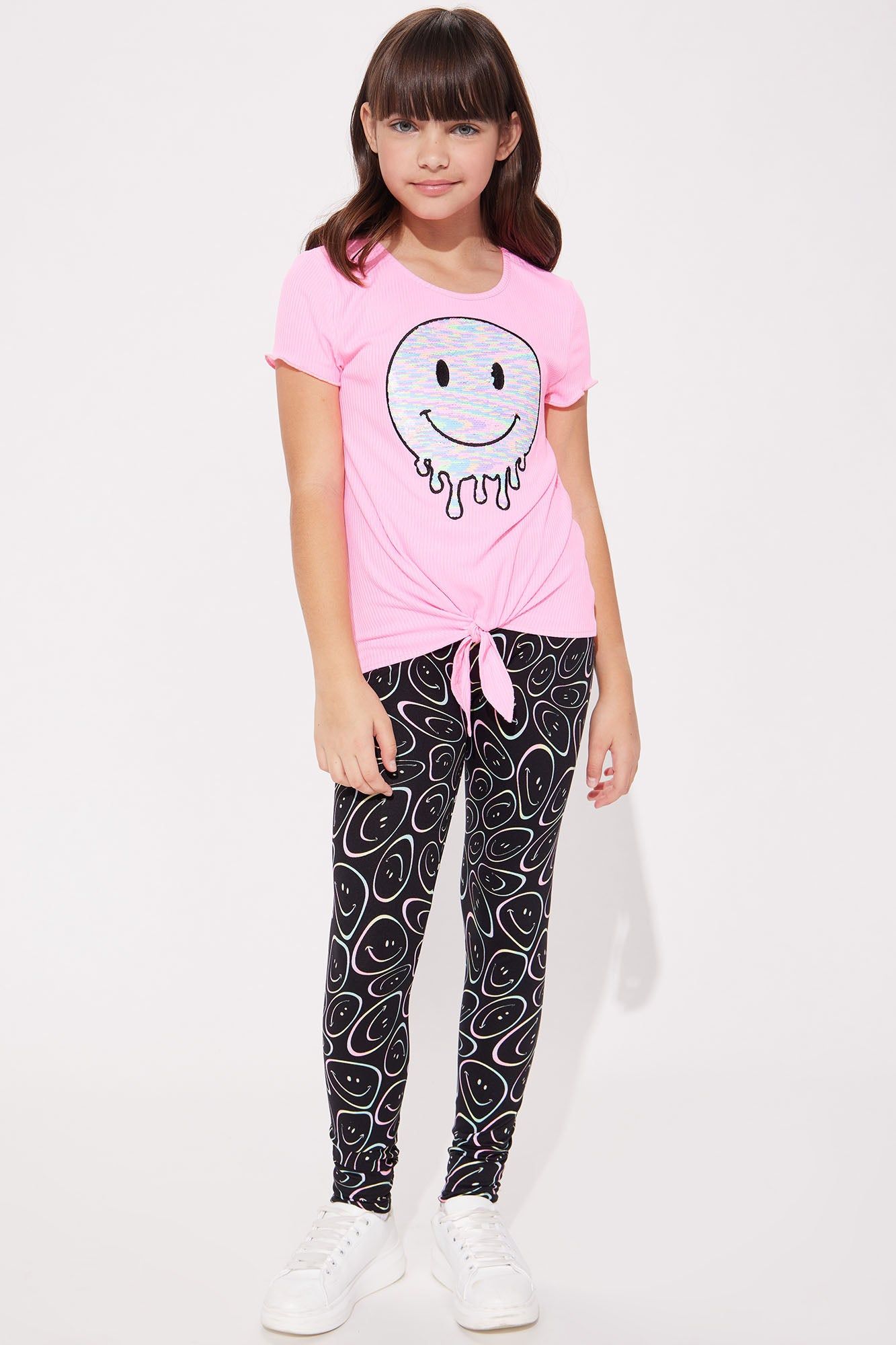 Mini Smile At Me Sequins Legging Set - Black/Pink sold by Fashion Nova