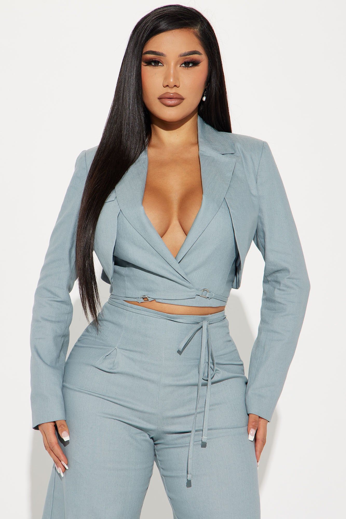 Business Calls Blazer Pant Set - Light Blue sold by Fashion Nova product image thumbnail 2