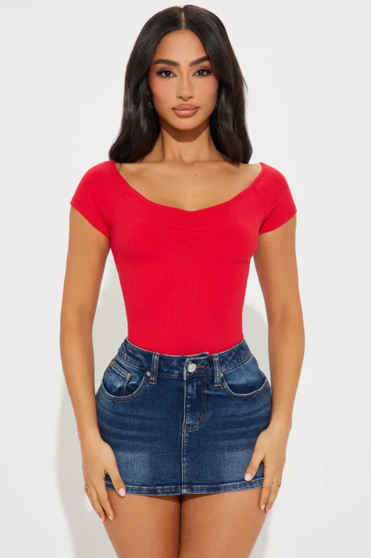 Sabrina Off Shoulder Top - Red sold by Fashion Nova