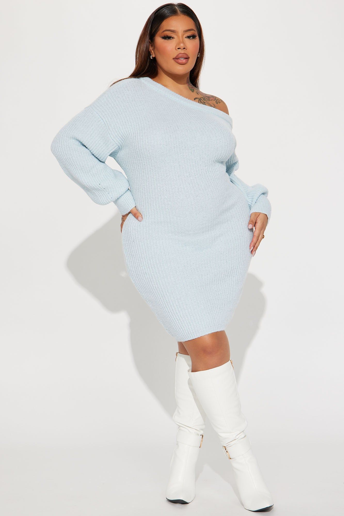 Sophie Sweater Mini Dress - Light Blue sold by Fashion Nova product image thumbnail 4