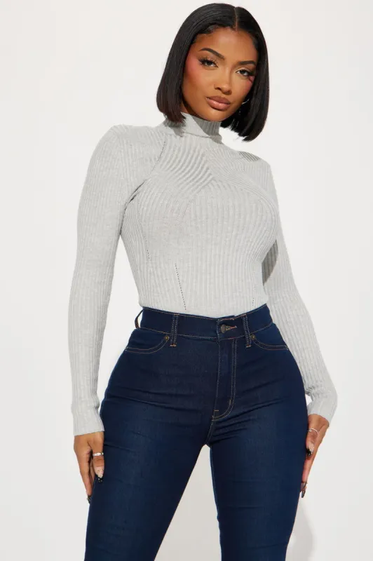 Erma Ribbed Sweater - Heather Grey sold by Fashion Nova