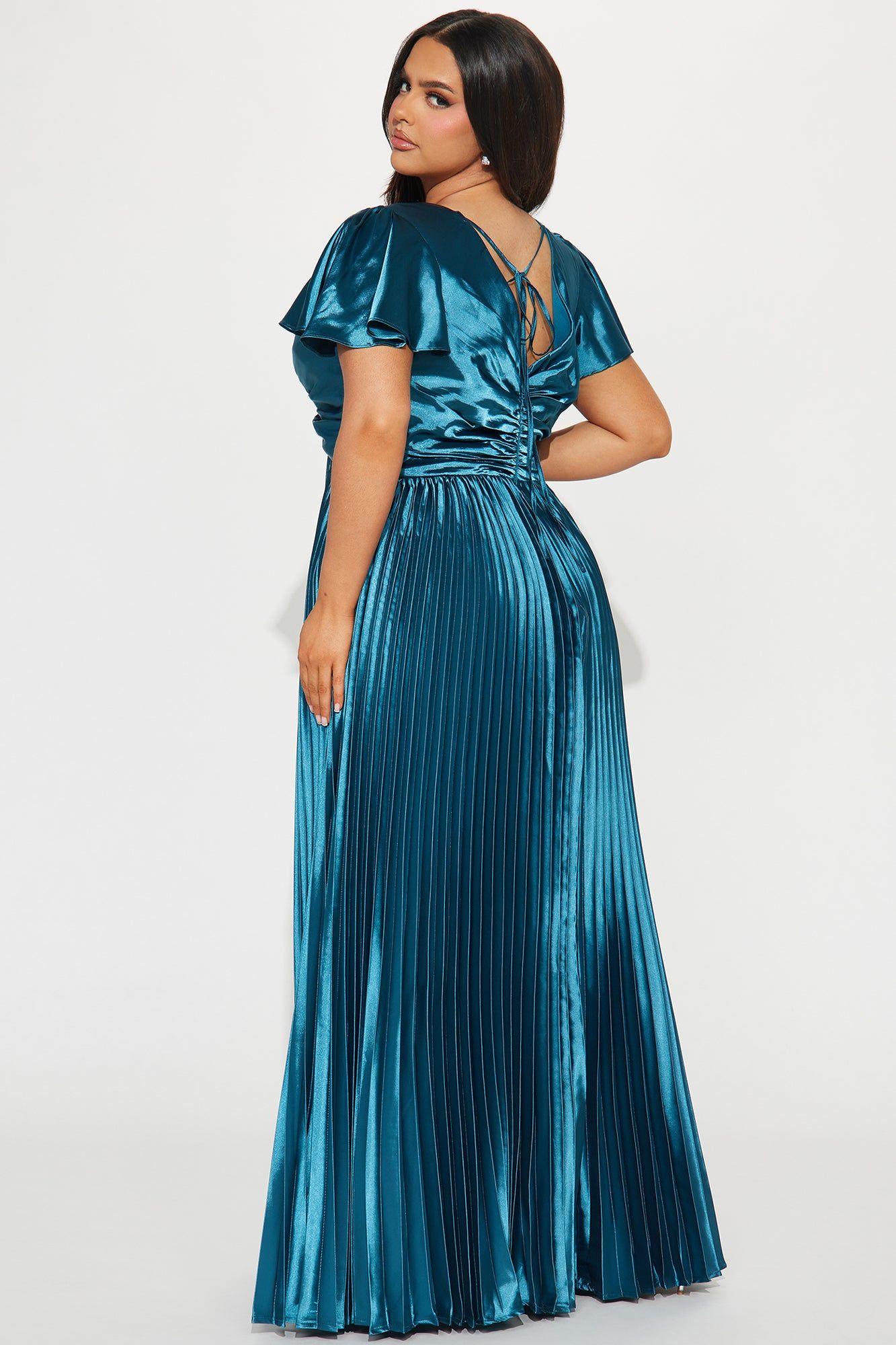 Nadine Pleated Satin Gown - Teal sold by Fashion Nova product image thumbnail 3