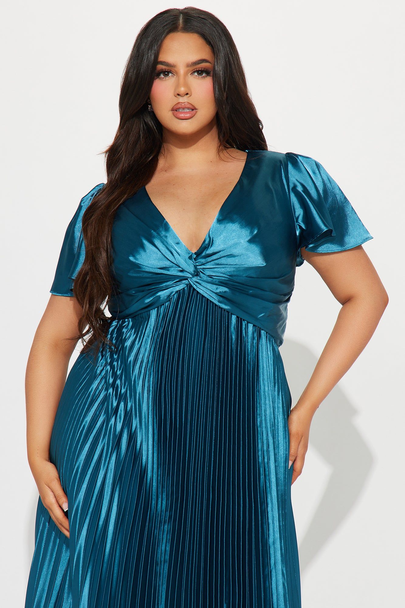 Nadine Pleated Satin Gown - Teal sold by Fashion Nova product image thumbnail 2