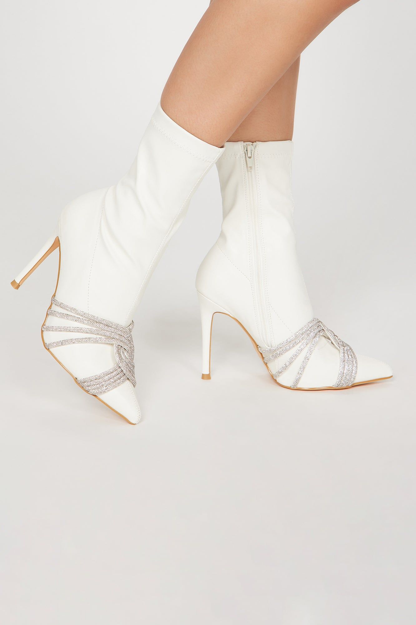 Self Love Embellished Booties - White sold by Fashion Nova product image thumbnail 3