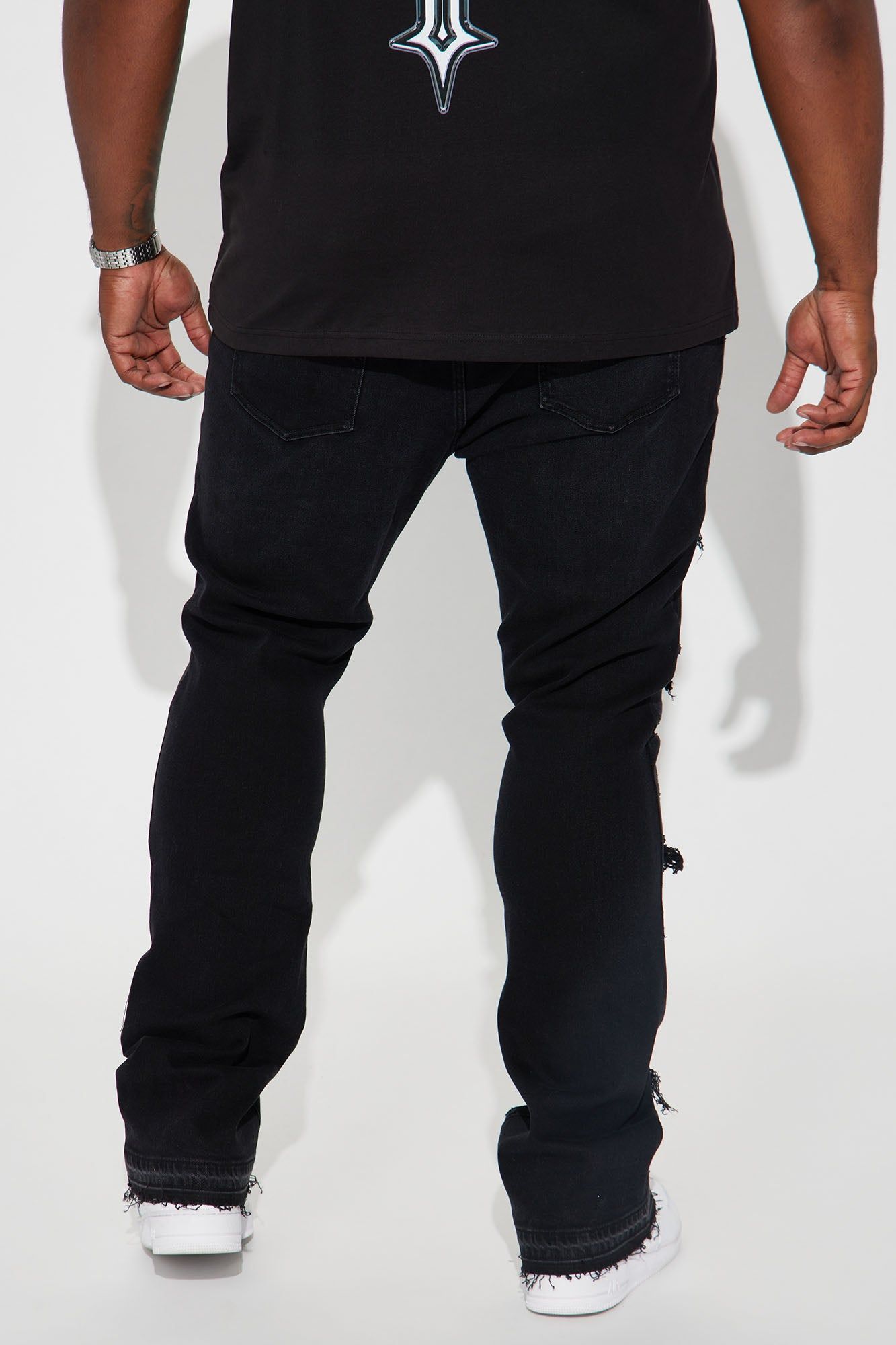 Cuff Me Stacked Skinny Flared Jeans - Black Wash sold by Fashion Nova product image thumbnail 7