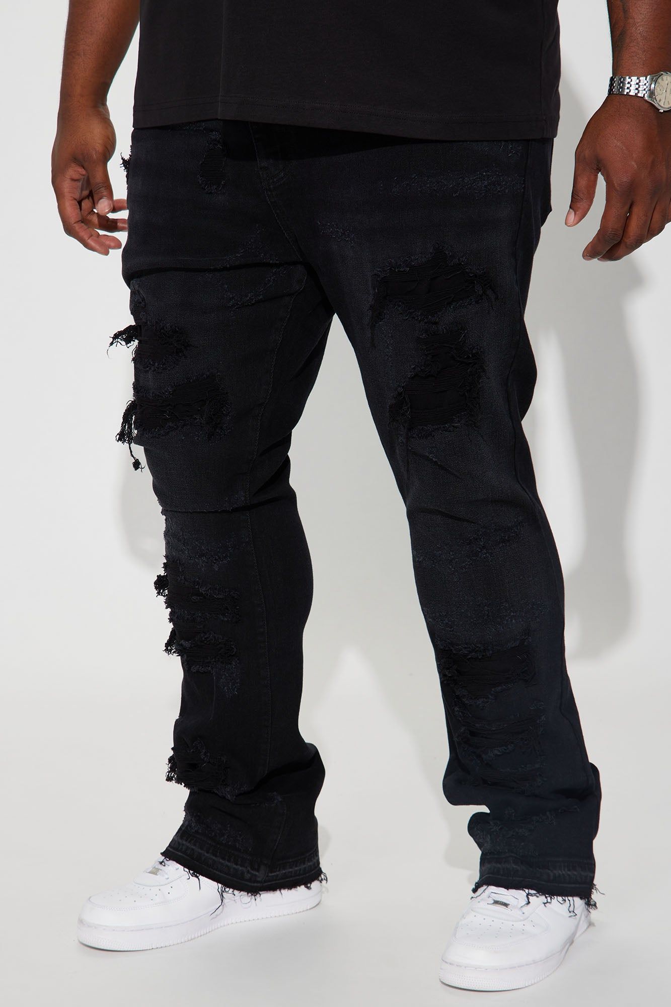 Cuff Me Stacked Skinny Flared Jeans - Black Wash sold by Fashion Nova product image thumbnail 2