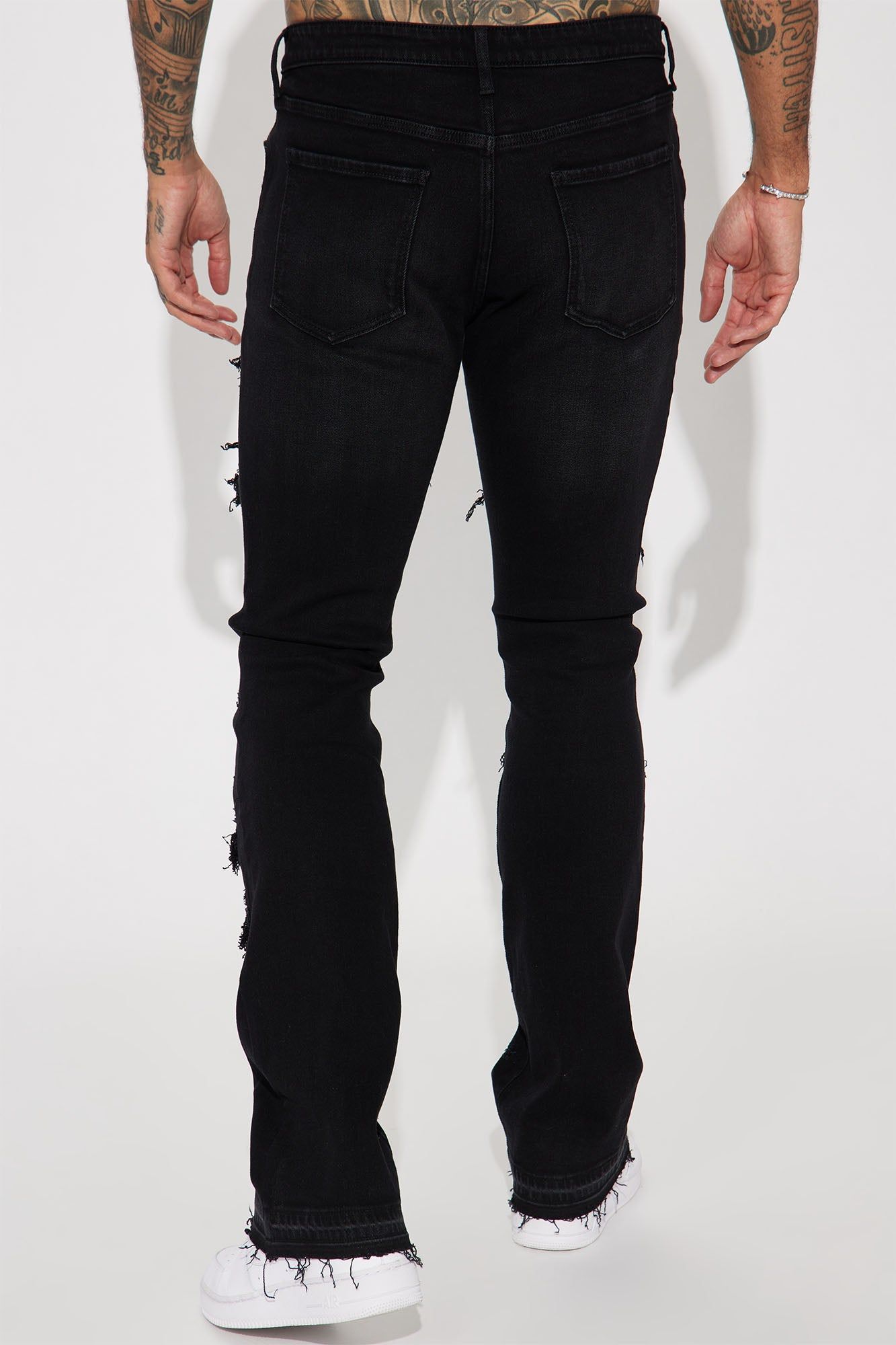 Cuff Me Stacked Skinny Flared Jeans - Black Wash sold by Fashion Nova product image thumbnail 5