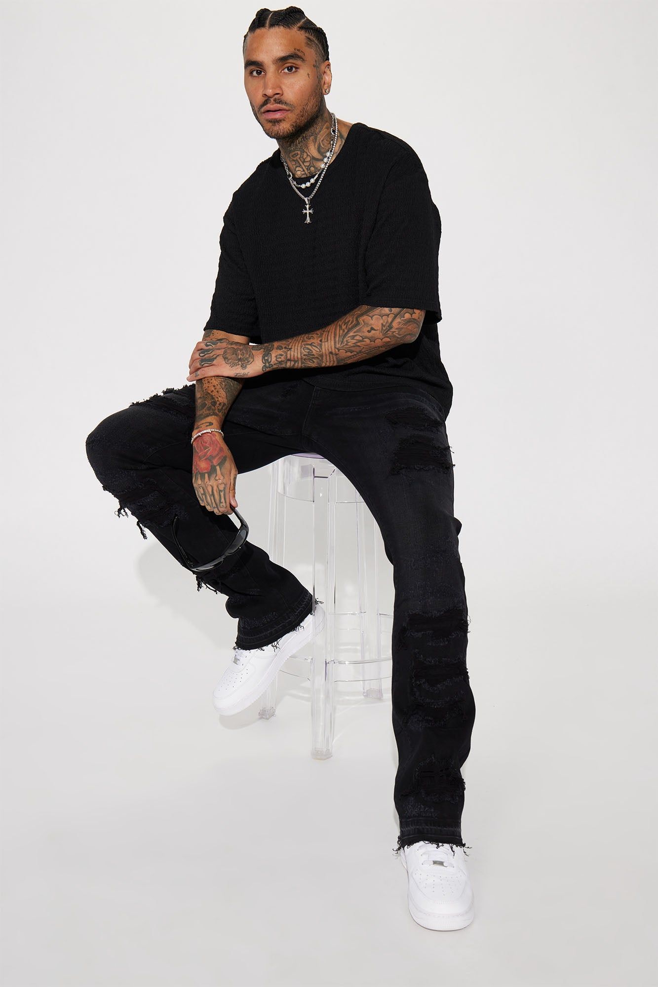 Cuff Me Stacked Skinny Flared Jeans - Black Wash sold by Fashion Nova product image thumbnail 3