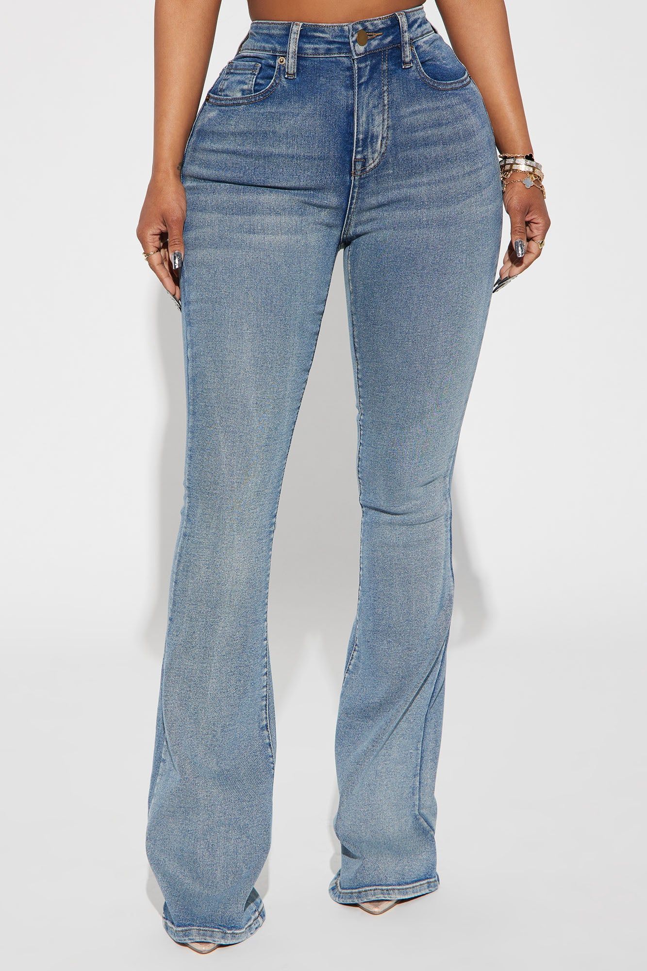 Gemma Sculpting Stretch Flare Jeans - Vintage Wash sold by Fashion Nova product image thumbnail 2