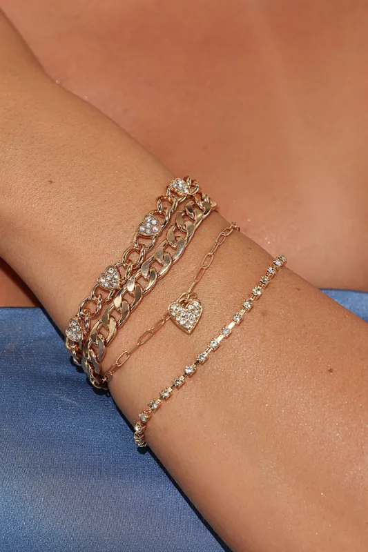 All You Need Is Love Bracelet Set - Gold sold by Fashion Nova