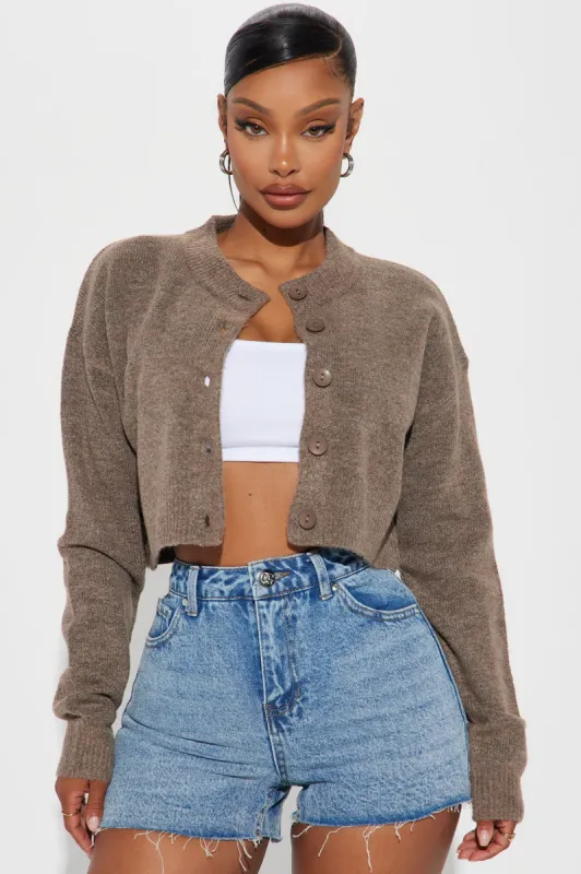 Central Park Cropped Cardigan - Brown sold by Fashion Nova