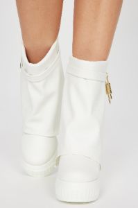 Admiring You Overlay Wedge Booties - White sold by Fashion Nova