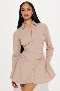 Friday Feels Shirt Dress - Mocha sold by Fashion Nova