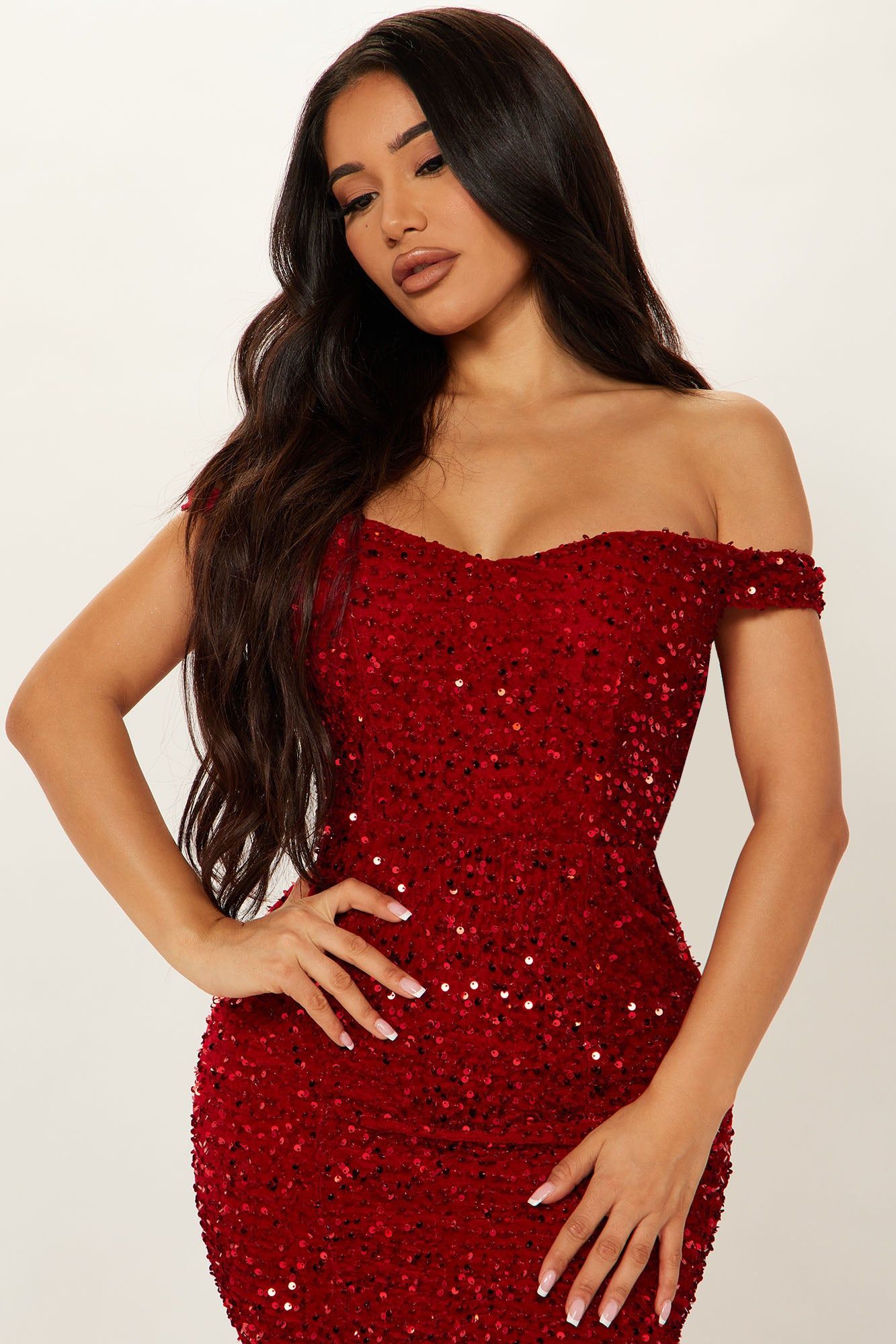 Alora Sequin Maxi Gown - Red sold by Fashion Nova product image thumbnail 2