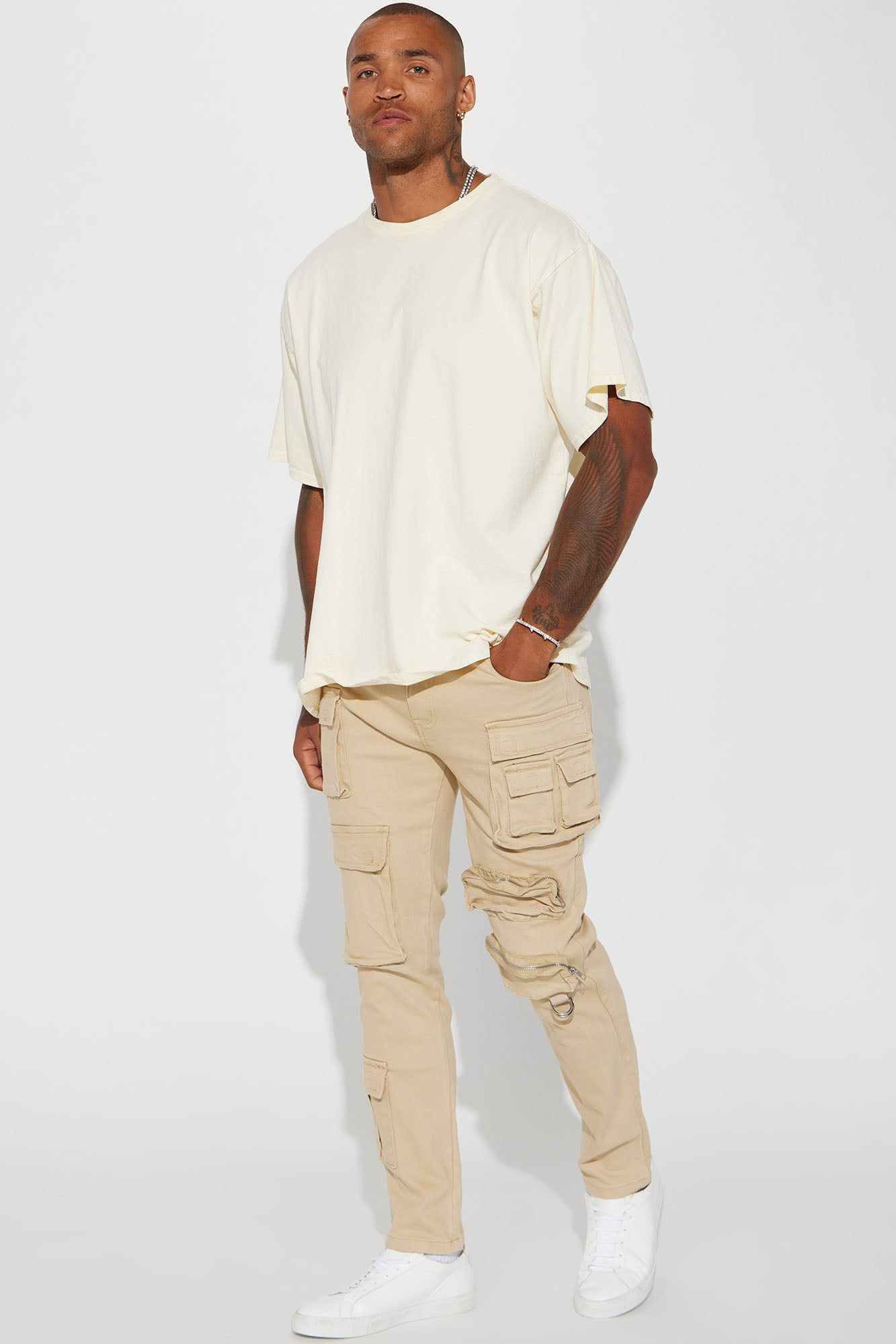 More Than One Cargo Pocket Straight Jeans - Khaki sold by Fashion Nova product image thumbnail 3