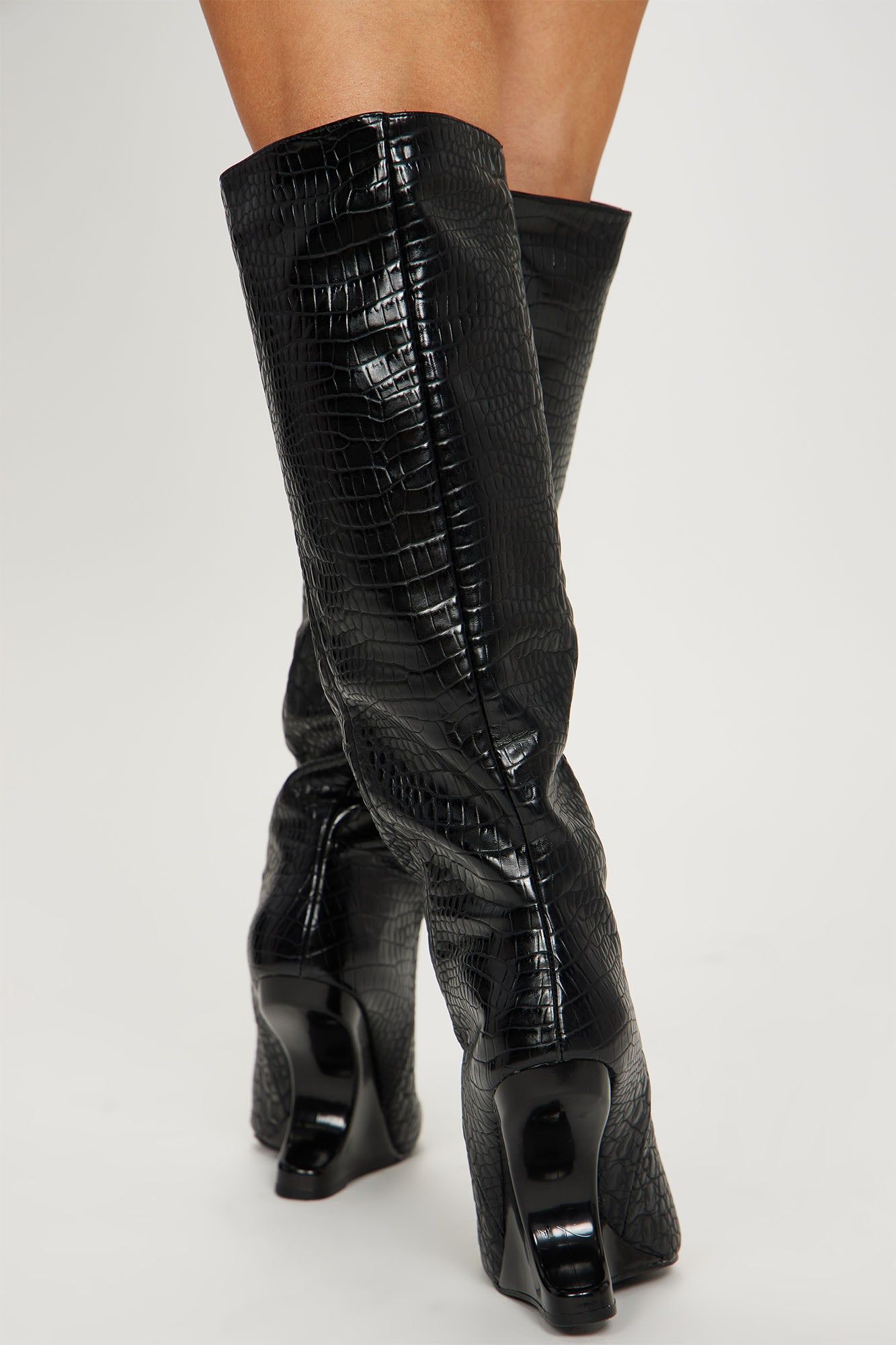 So I've Heard Knee High Heeled Boots - Black sold by Fashion Nova product image thumbnail 4