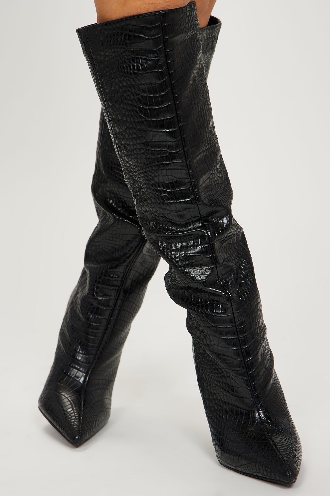 So I've Heard Knee High Heeled Boots - Black sold by Fashion Nova product image thumbnail 2