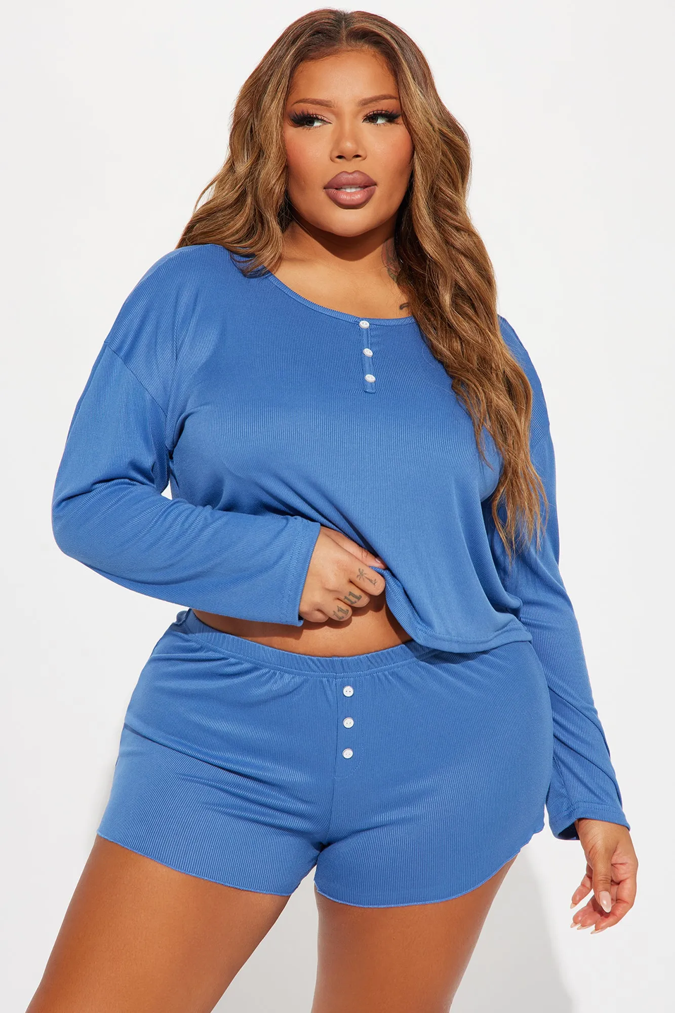 Cozy Nights In PJ Short Set - Slate Blue sold by Fashion Nova product image thumbnail 4