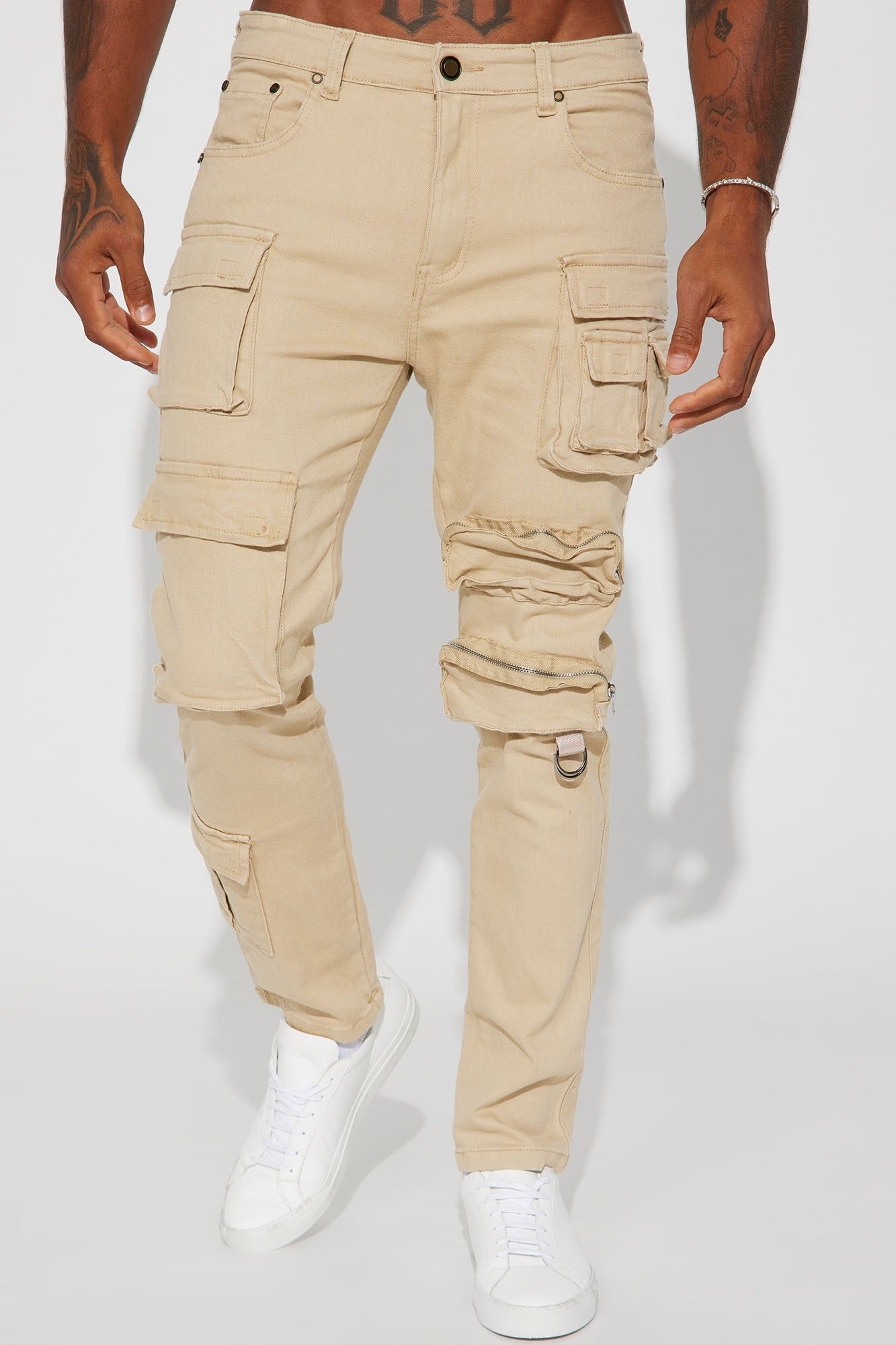 More Than One Cargo Pocket Straight Jeans - Khaki sold by Fashion Nova product image thumbnail 5
