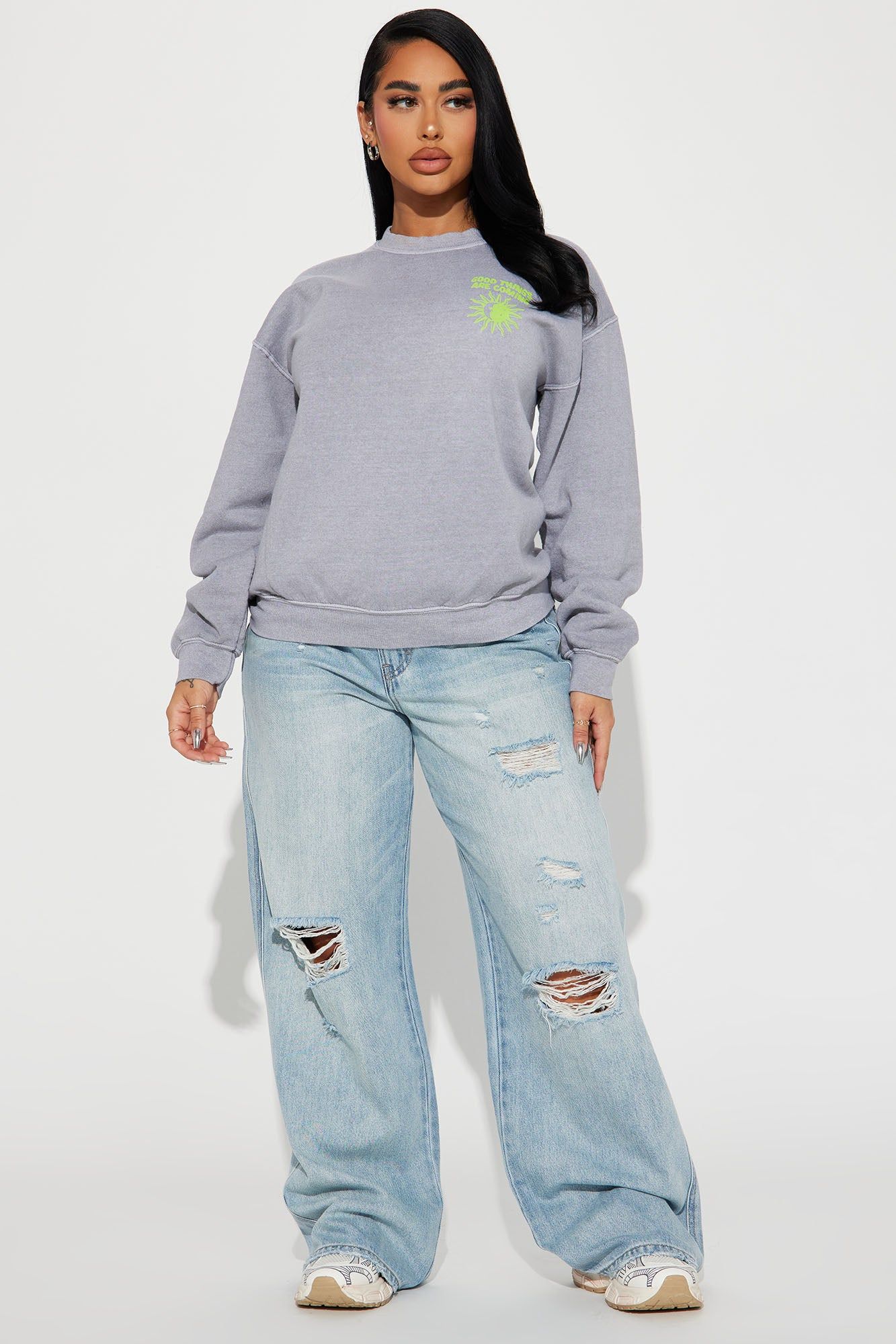 Manifest The Good Wash Sweatshirt - Charcoal/combo sold by Fashion Nova product image thumbnail 2