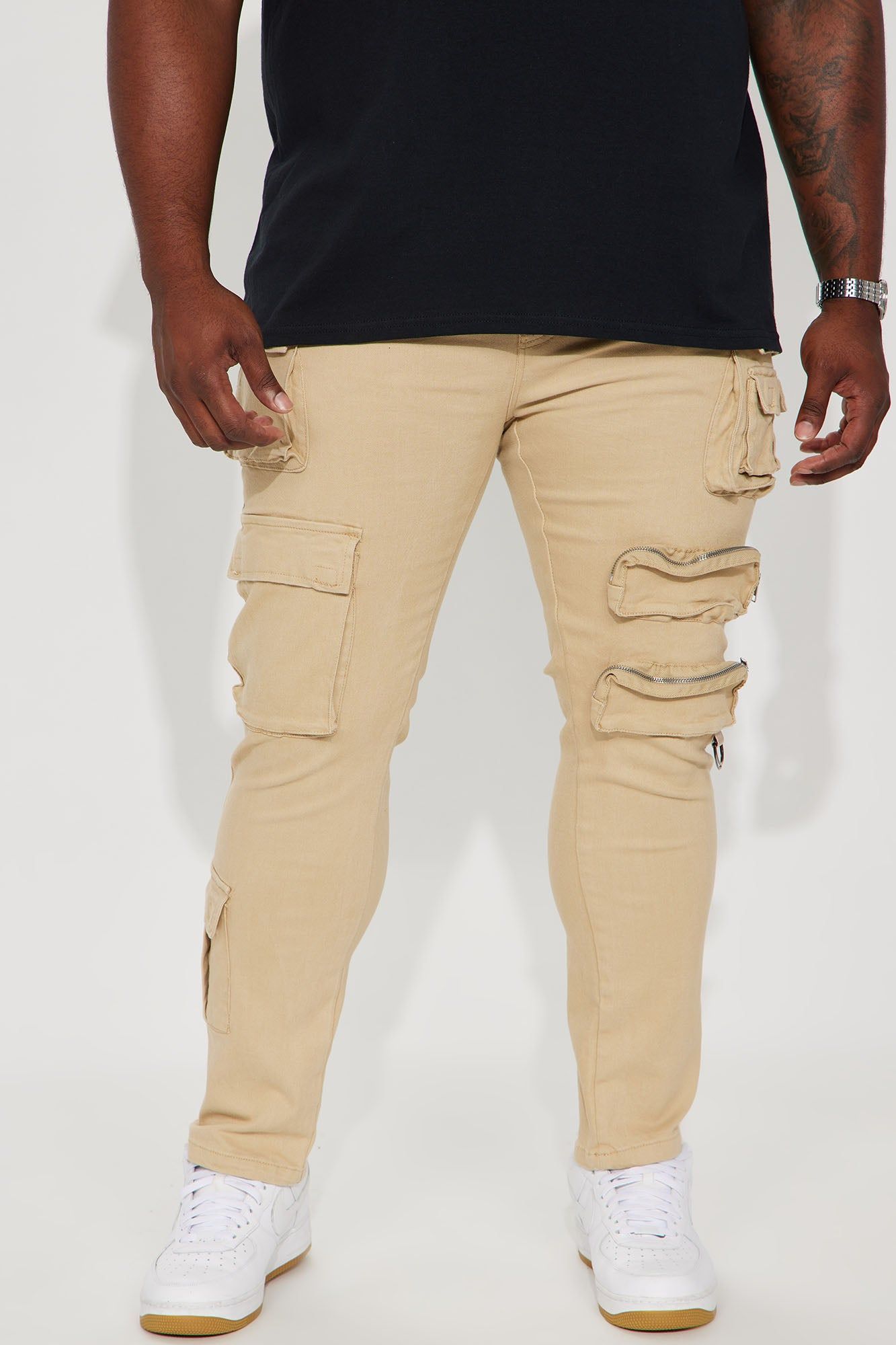 More Than One Cargo Pocket Straight Jeans - Khaki sold by Fashion Nova product image thumbnail 2