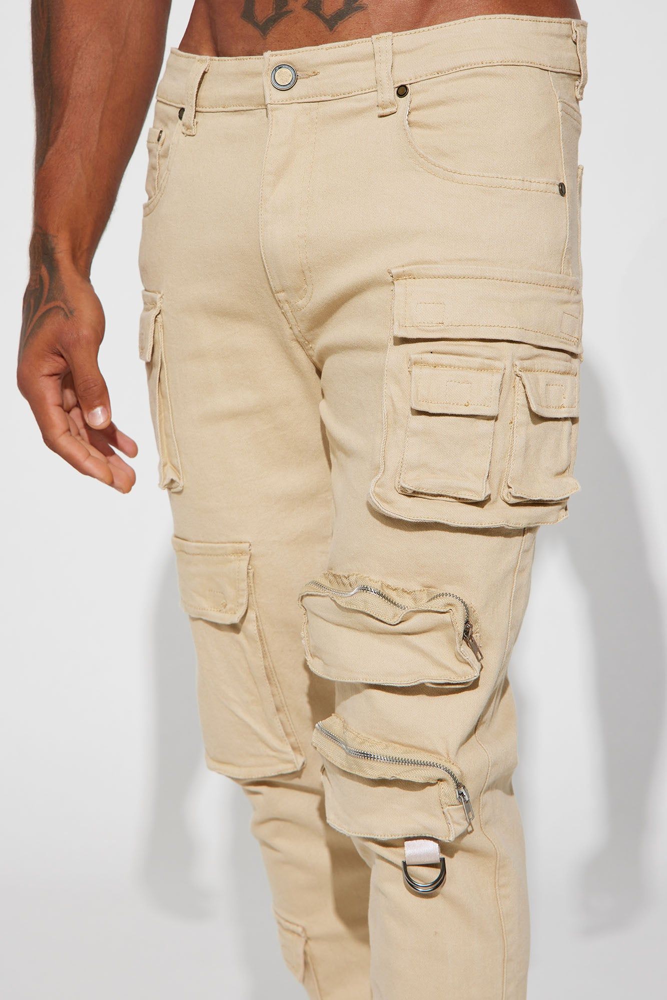 More Than One Cargo Pocket Straight Jeans - Khaki sold by Fashion Nova product image thumbnail 4