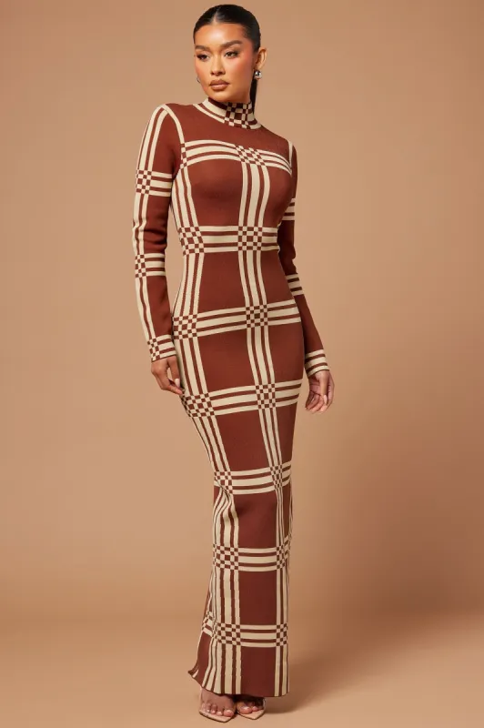 Claudia Knit Maxi Dress - Cognac sold by Fashion Nova