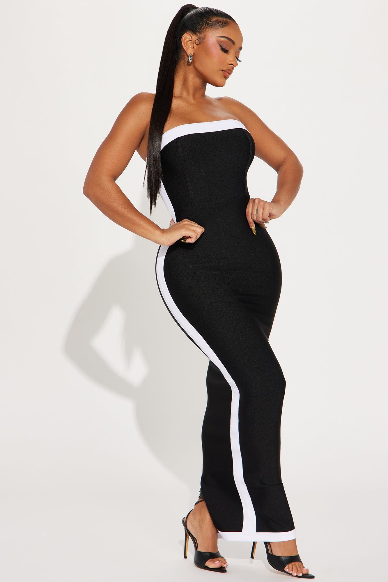 Jenna Bandage Maxi Dress - Black/White sold by Fashion Nova