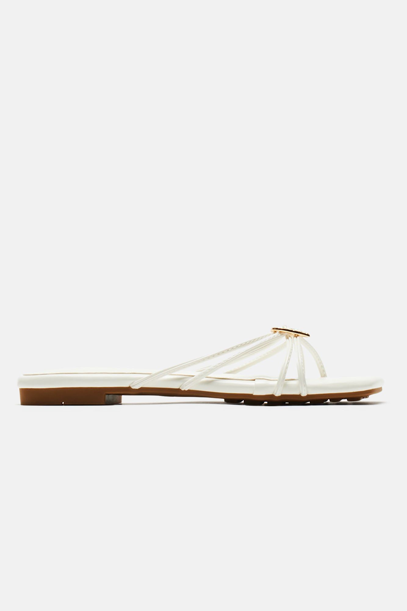 Total Sweetie Flat Sandals - White sold by Fashion Nova product image thumbnail 4