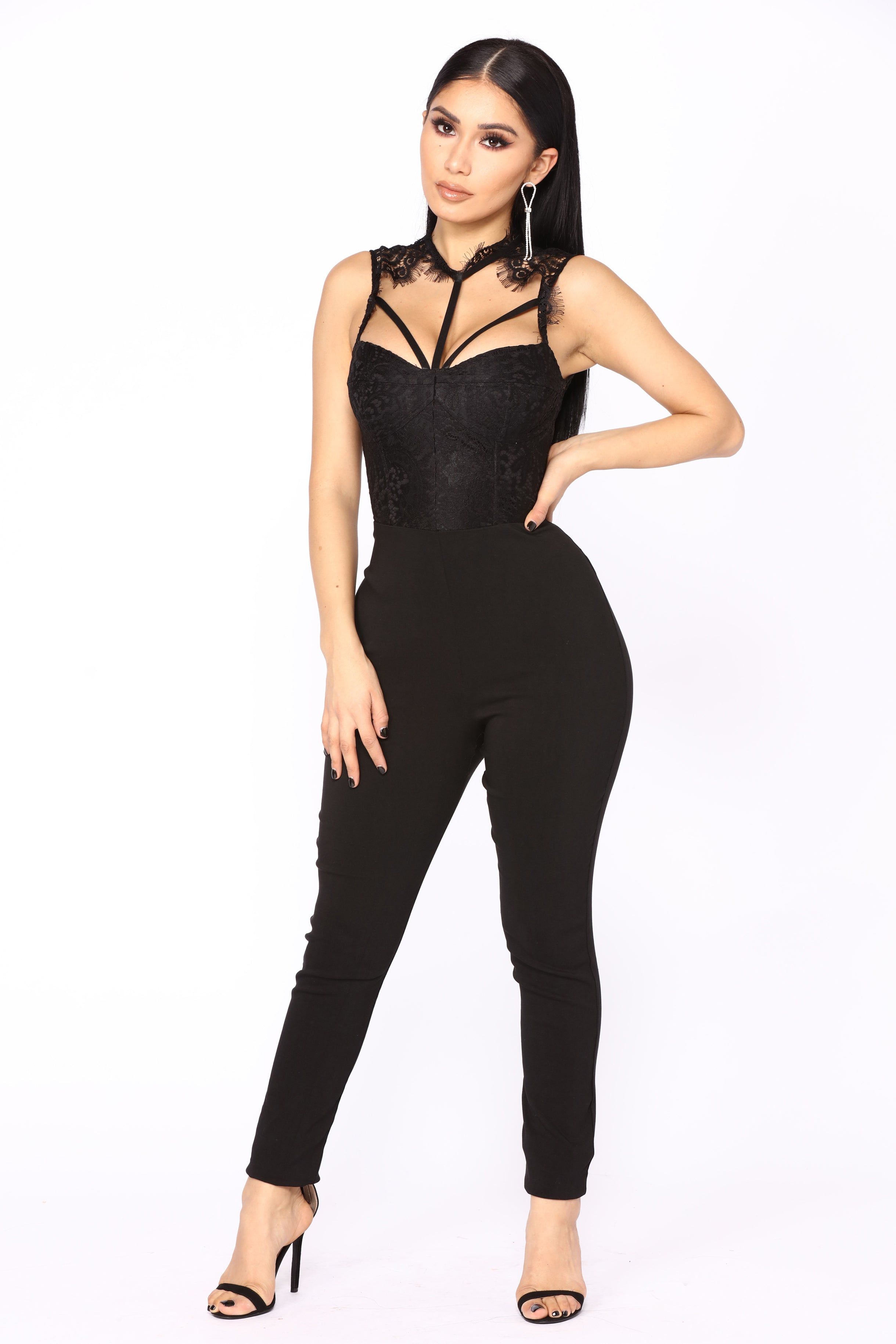 Without A Doubt Lace Jumpsuit - Black sold by Fashion Nova