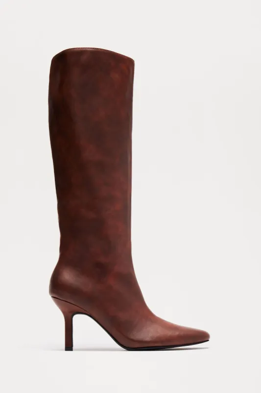 Skye Knee High Boots - Brown/combo sold by Fashion Nova