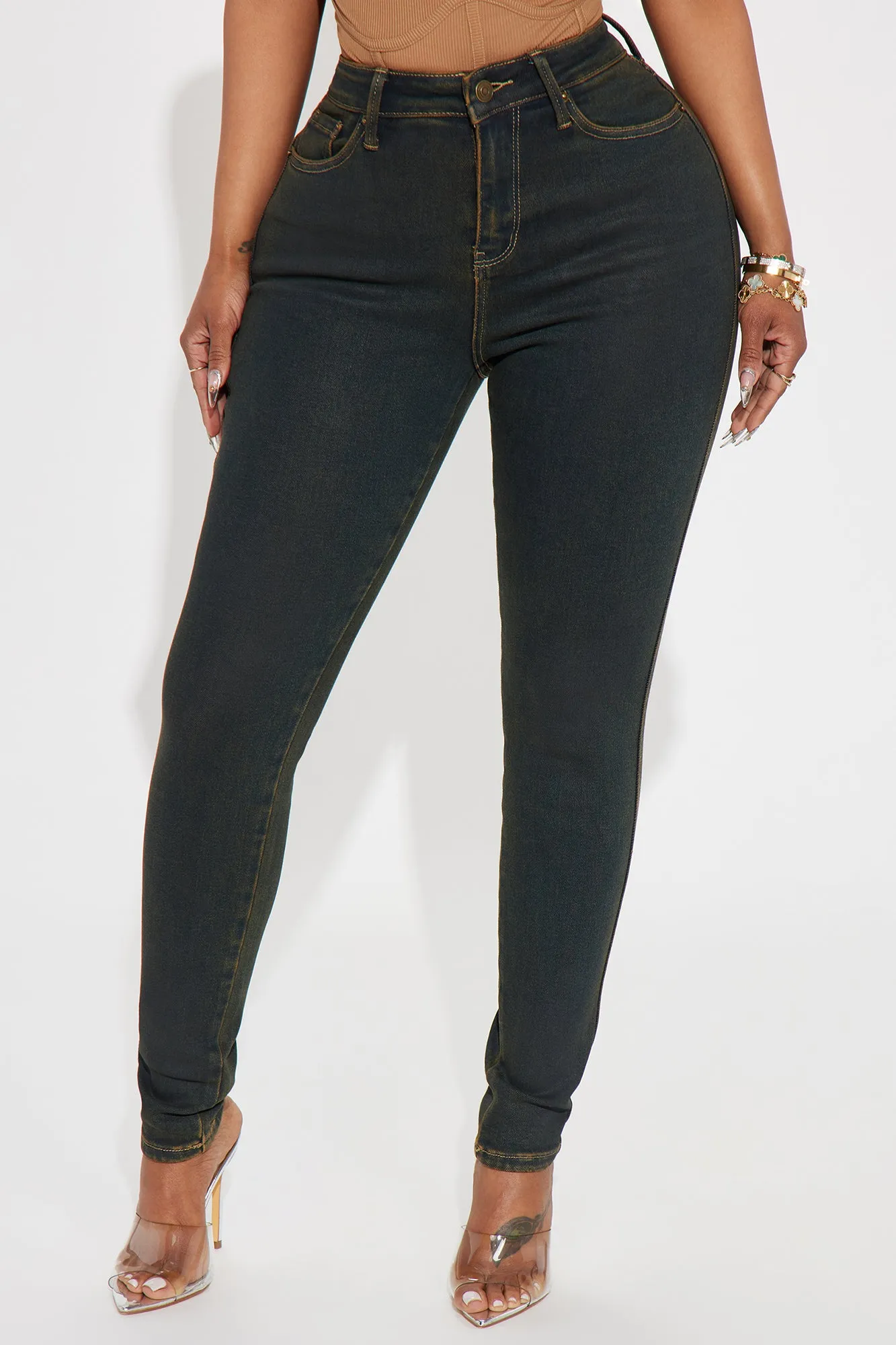 Clementine Coated Stretch Skinny Jeans - Brown sold by Fashion Nova product image thumbnail 2