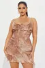 Baroque Babe Mesh Mini Dress - Tan sold by Fashion Nova