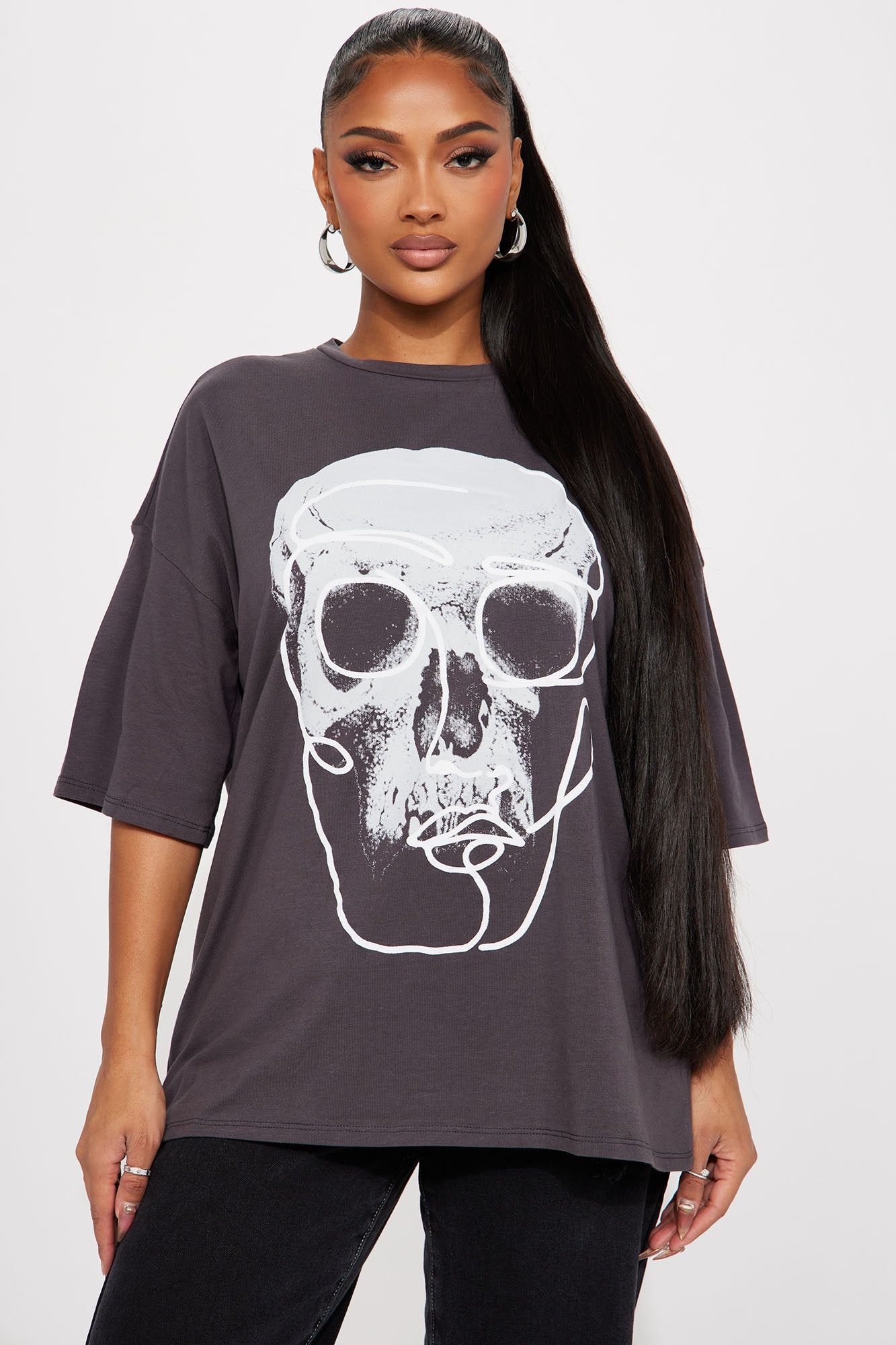 Art Is Subjective Skull Oversized Tee - Charcoal sold by Fashion Nova product image thumbnail 3