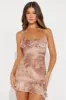 Baroque Babe Mesh Mini Dress - Tan sold by Fashion Nova