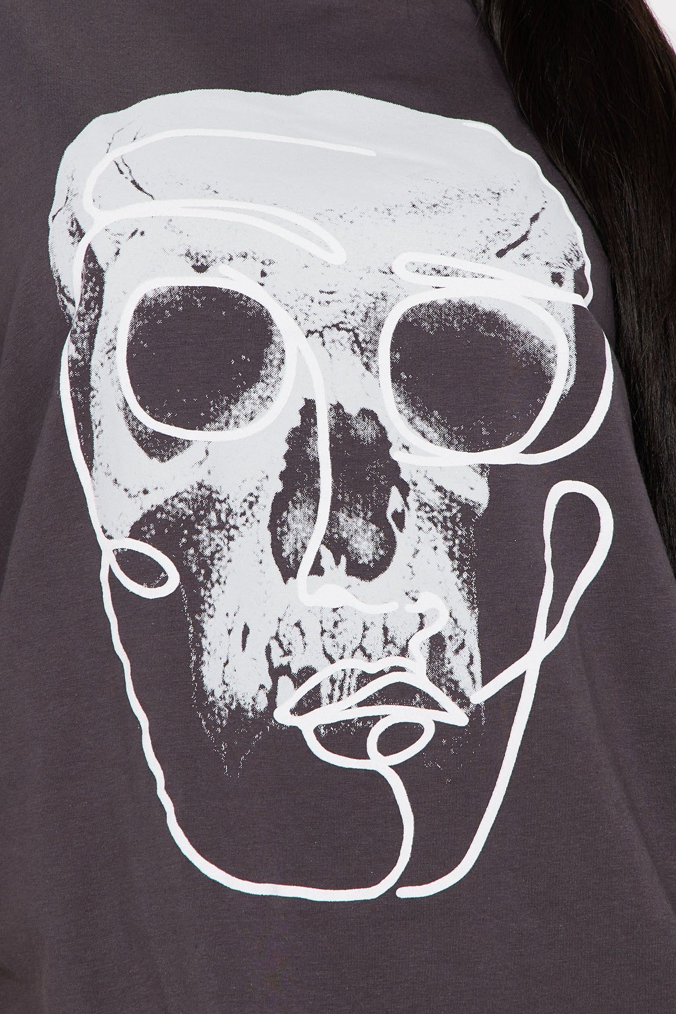 Art Is Subjective Skull Oversized Tee - Charcoal sold by Fashion Nova product image thumbnail 4