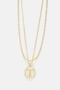 Vitruvian Man 2 Piece Chain Necklace - Gold sold by Fashion Nova