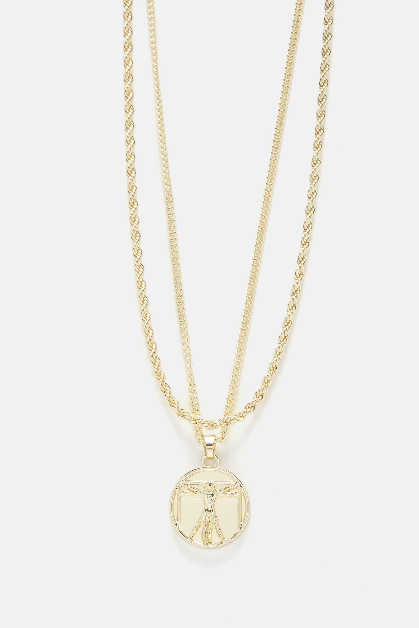 Vitruvian Man 2 Piece Chain Necklace - Gold sold by Fashion Nova product image thumbnail 3
